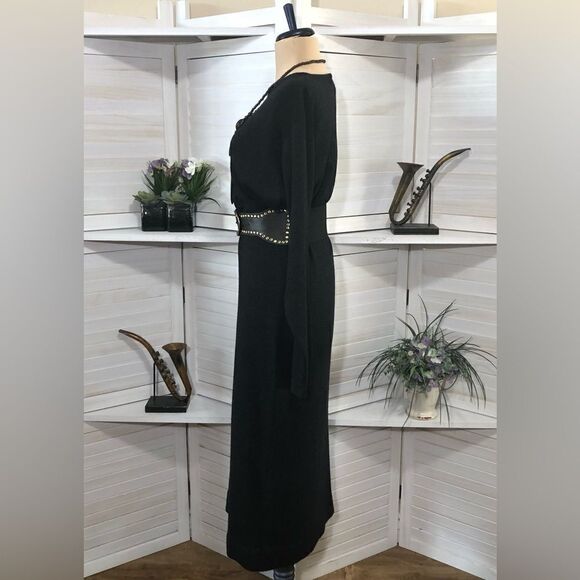 Vintage Y2K Wool Blend Gray Midi Sweater Dress Size M L - Picture 5 of 7